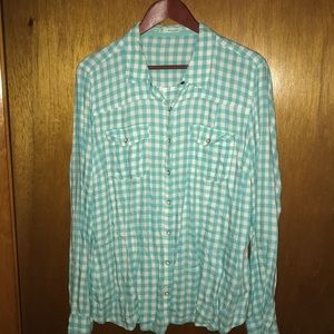 XXL Maurice’s teal gingham button down